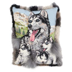 Frederique Morrel Wolf Needlepoint Pillow